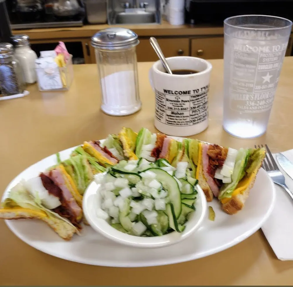 Club Sandwich and Cucumber and Onion Salad